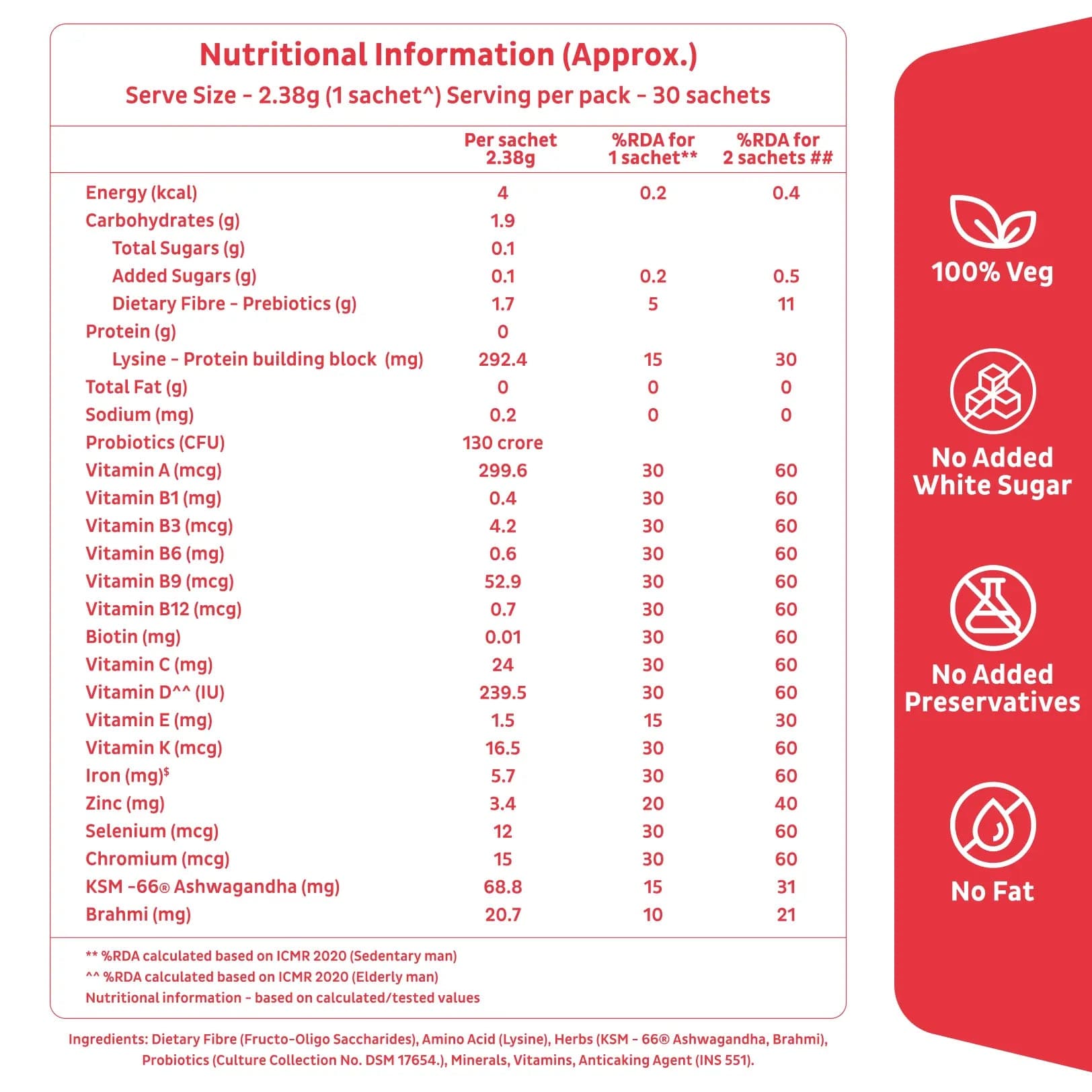 Healthy 50+ Nutrition Mix for Seniors (Add to Food) - Improves Energy, Bone Health, Gut Health, Immunity & Mental Function