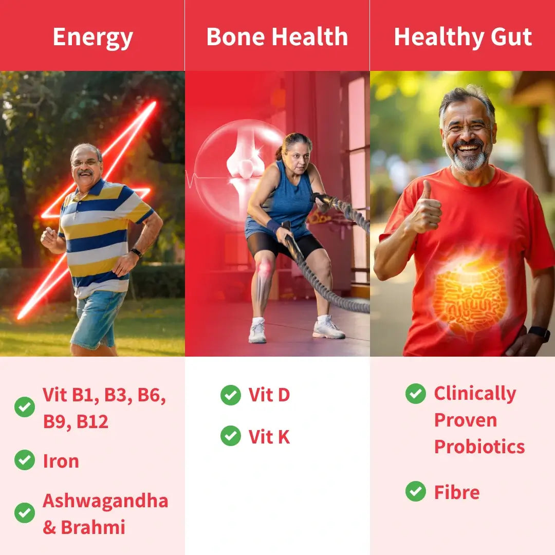 Healthy 50+ Nutrition Mix for Seniors: Improves Energy, Bone Health & Gut Health