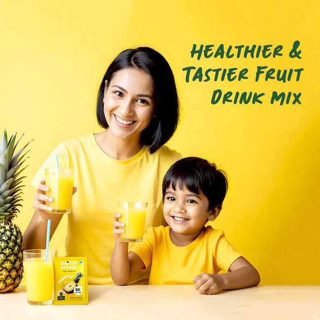 Instant Fruit Drink Mix - Natural Pineapple Powder, 50% Less Sugar, With 8 Vitamins & Minerals