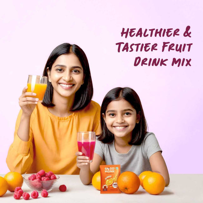 Instant Fruit Drink Mix - Assorted (Natural Orange, Mixed Berries, Pineapple Powder), 50% Less Sugar, With 8 Vitamins & Minerals