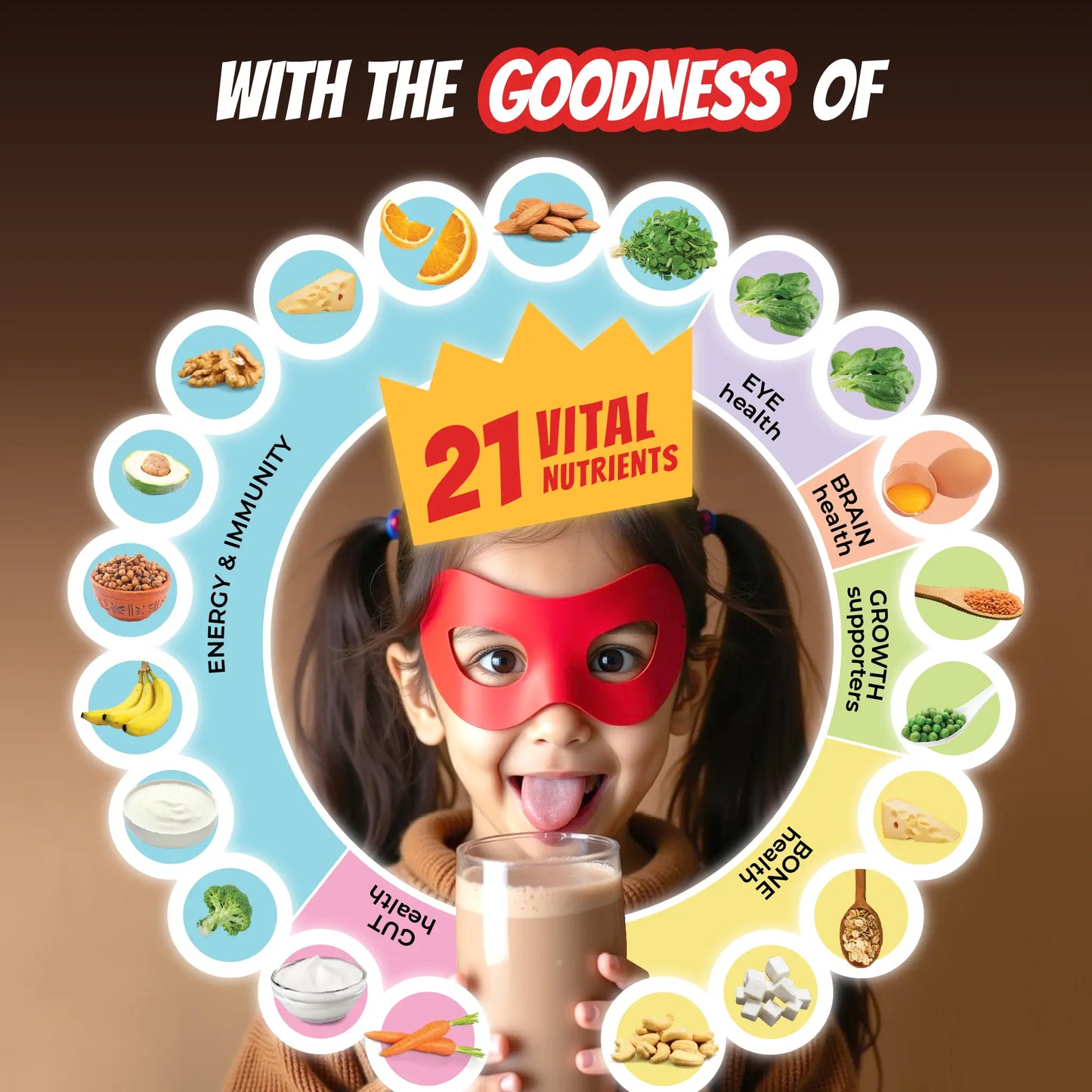 Good Monk Superheroes Milk Mix (Chocolate): Improves Energy, Immunity, Brain, Eye & Gut Health