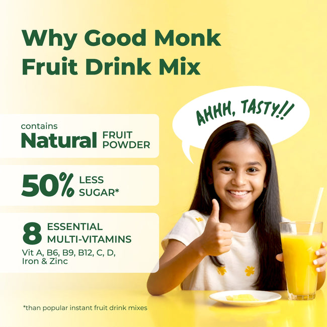 Instant Fruit Drink Mix - Natural Pineapple Powder, 50% Less Sugar, With 8 Vitamins & Minerals